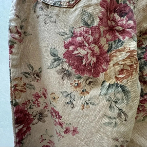 VTG Talbots || Floral Cotton Canvas Pants 8 Petite - Picture 6 of 11